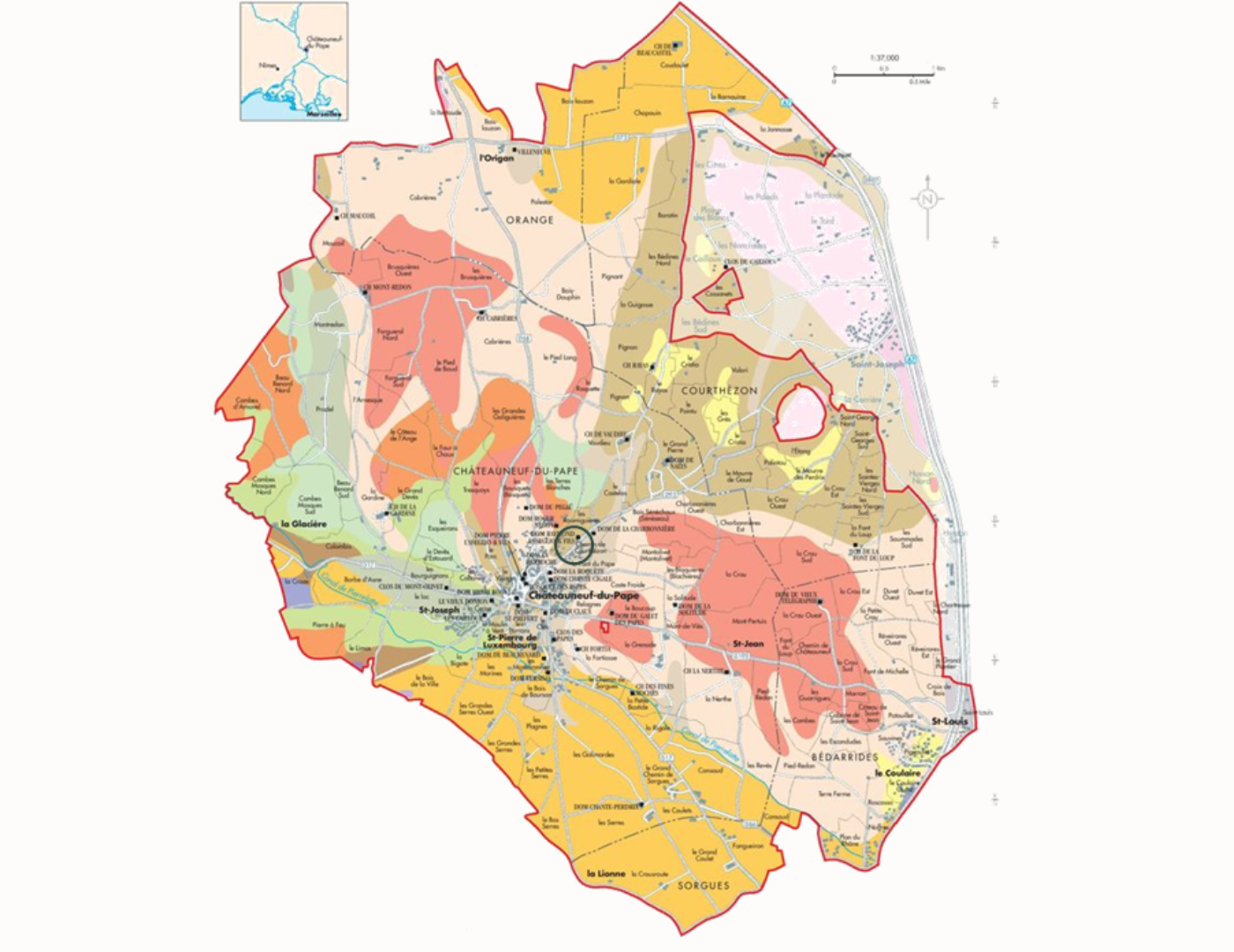 Châteauneuf-du-Pape detail map