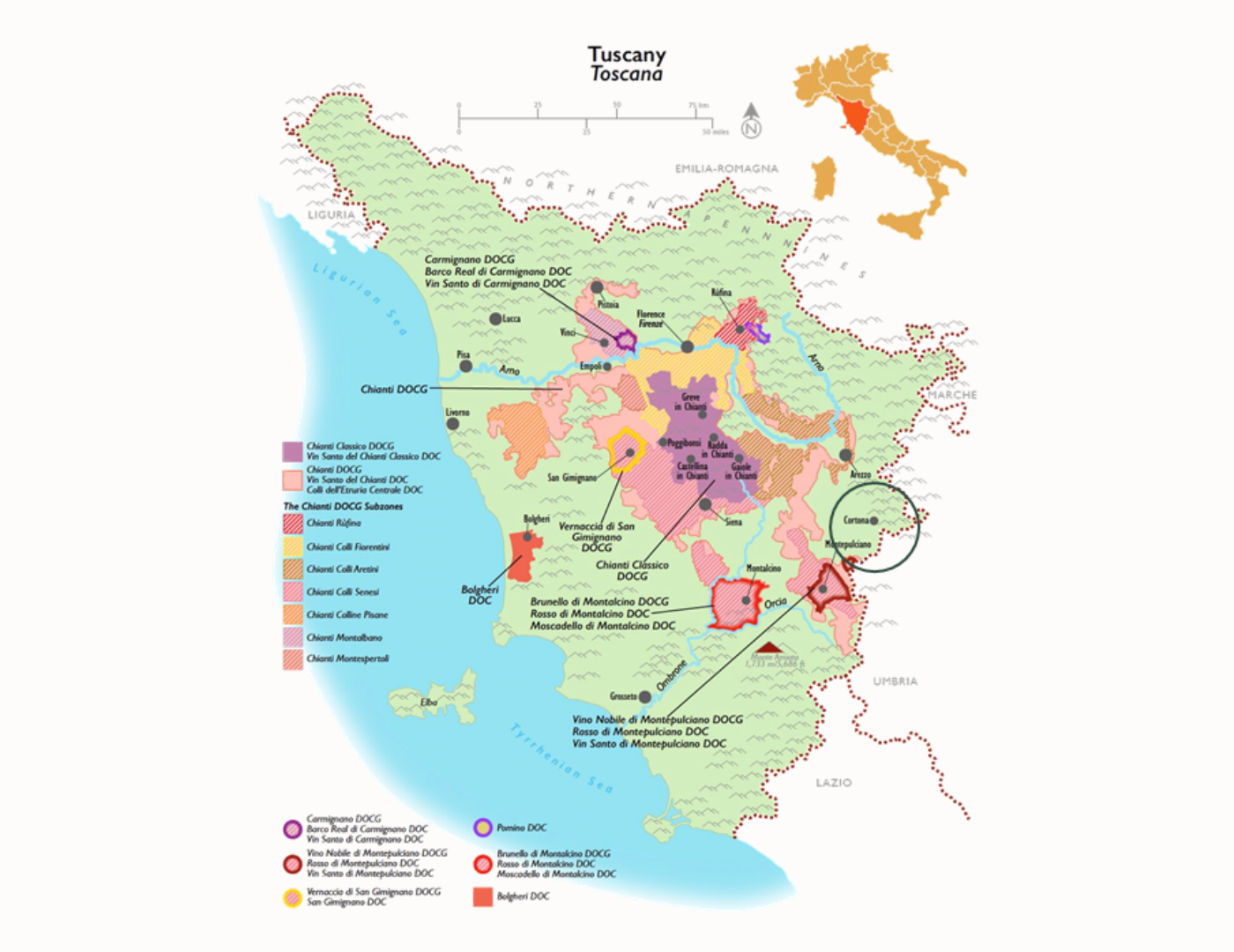 Tuscany wine map